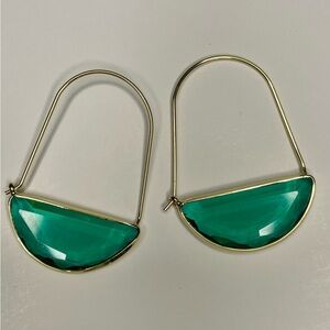 Anthropologie Gold and Green Hoop Earrings, NWOT, Light as air! Great gift!